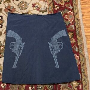 Navy Blue Skirt with Gun Print